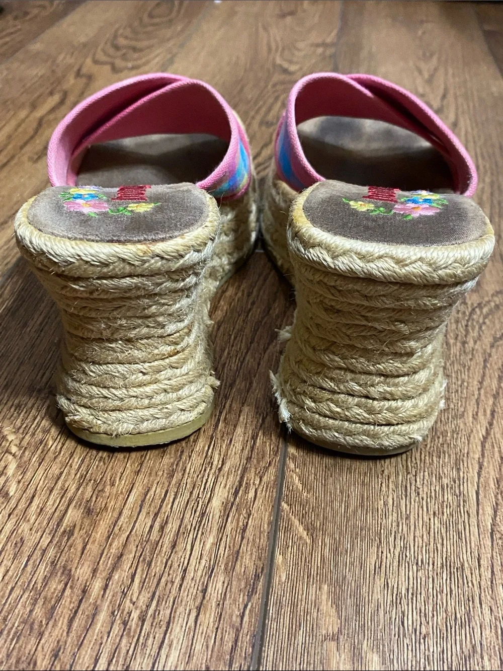 Vintage 90s Y2K Bongo Plaid Wedge Sandals Platform Espadrille